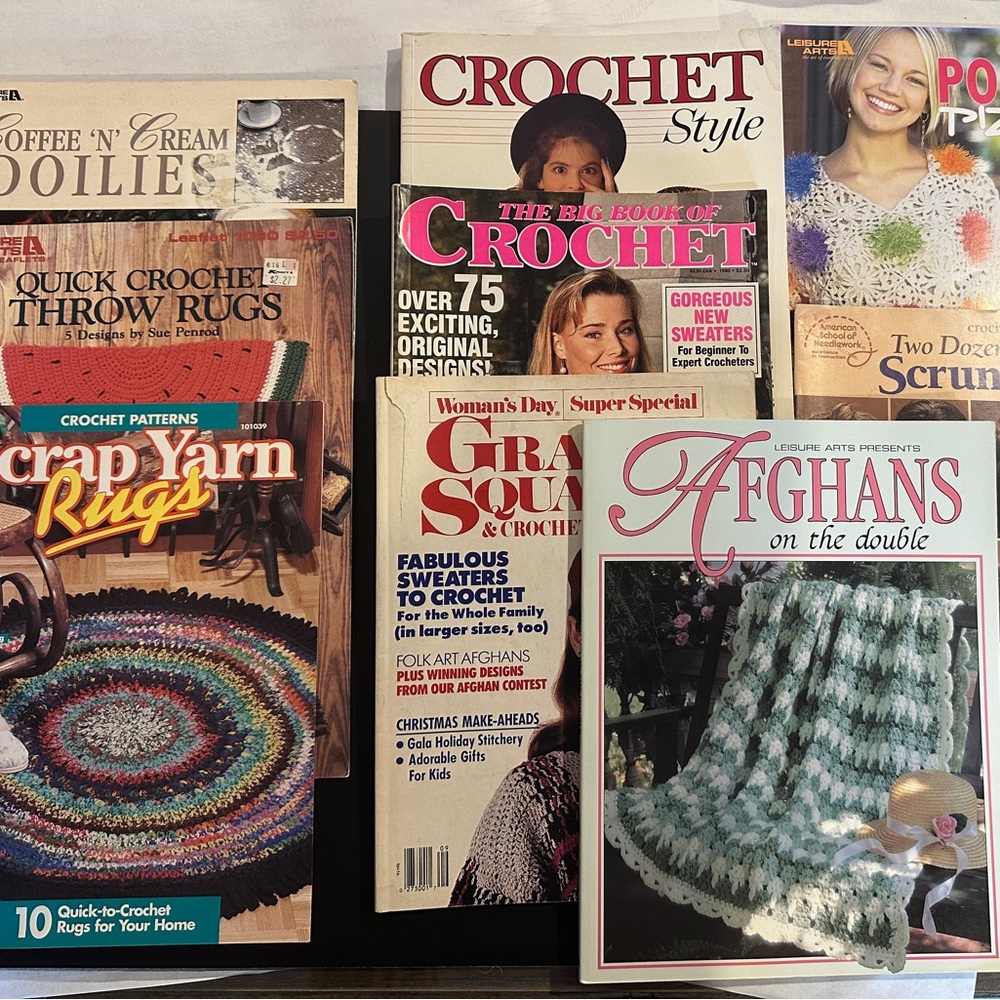 Vintage Crochet Pattern 9 Book Collection, 1987-2004
